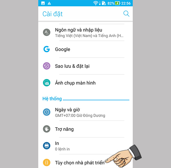 Vào chế độ nhà phát triển